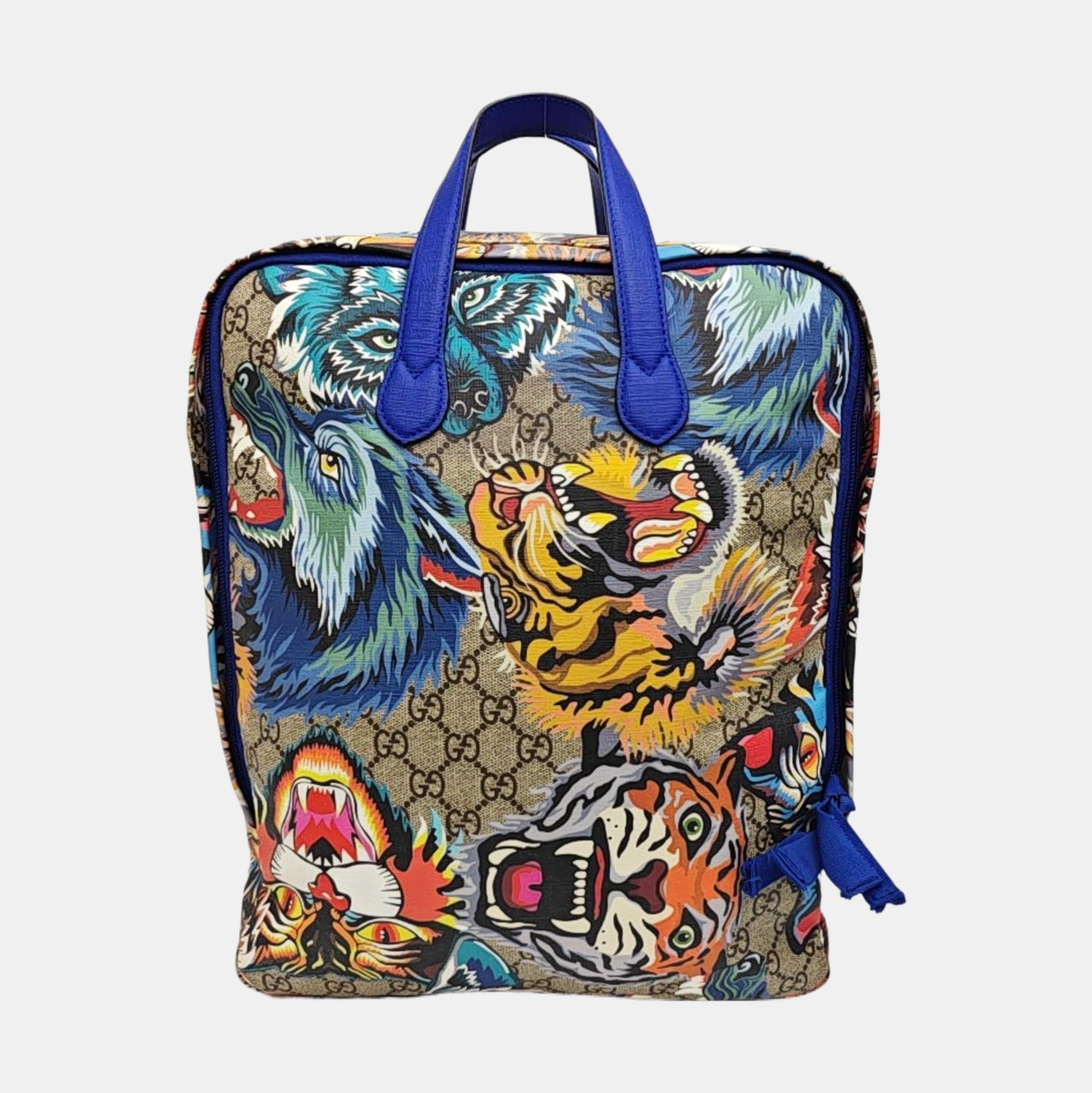 Coated Canvas Backpack Blue