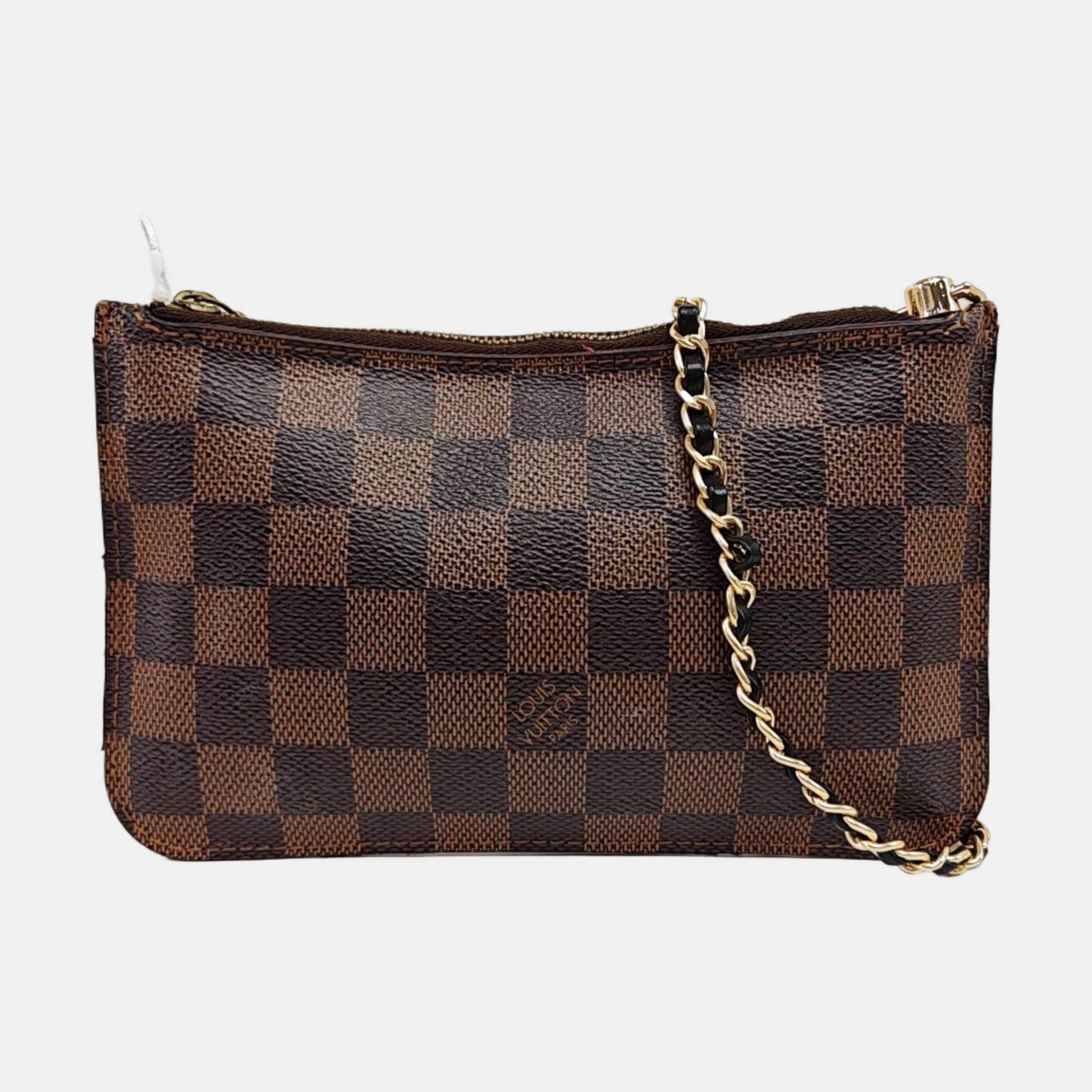 Damier Ebene Coated Canvas Clutch Brown