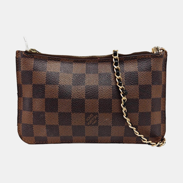 Damier Ebene Coated Canvas Clutch Brown