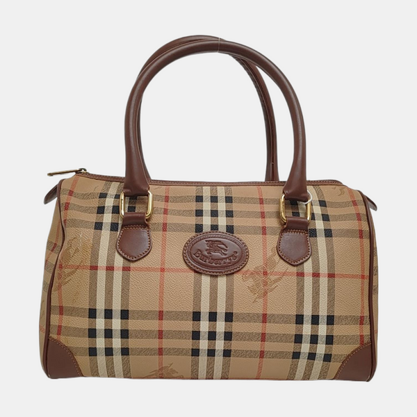 Coated Canvas Top Handle Bag Beige