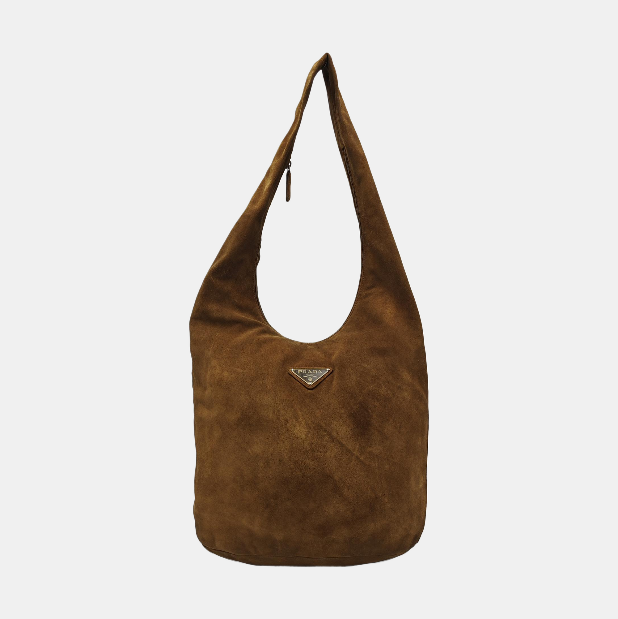 Suede Top Handle Bag Brown