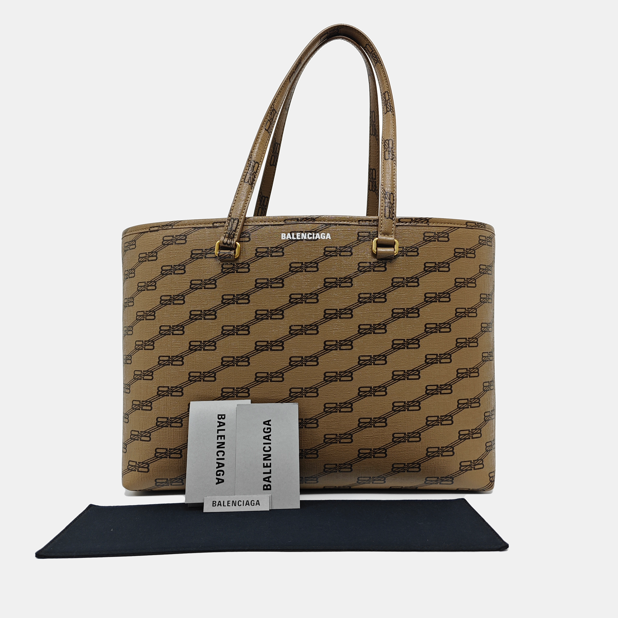Coated Canvas Tote Bag Brown