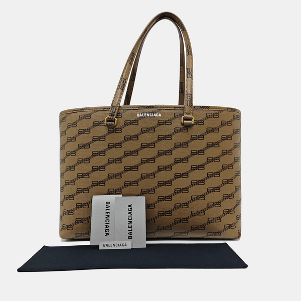 Coated Canvas Tote Bag Brown