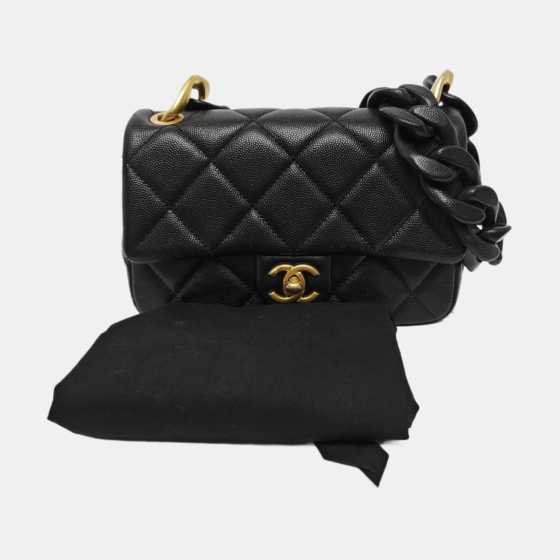 Quilted Grained Calfskin Medium Black