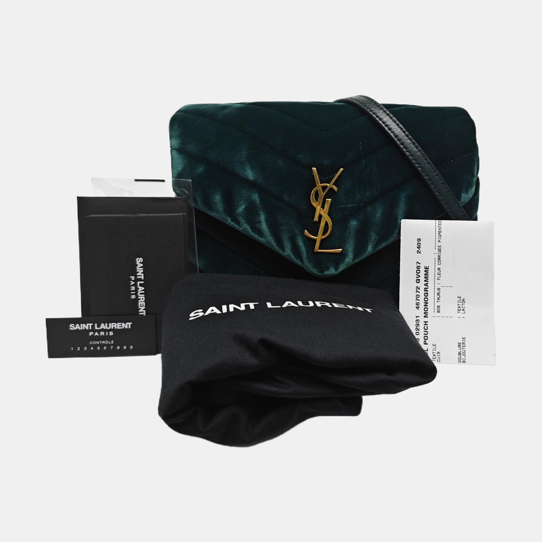 LOULOU Extra Small Chevron Velvet Green