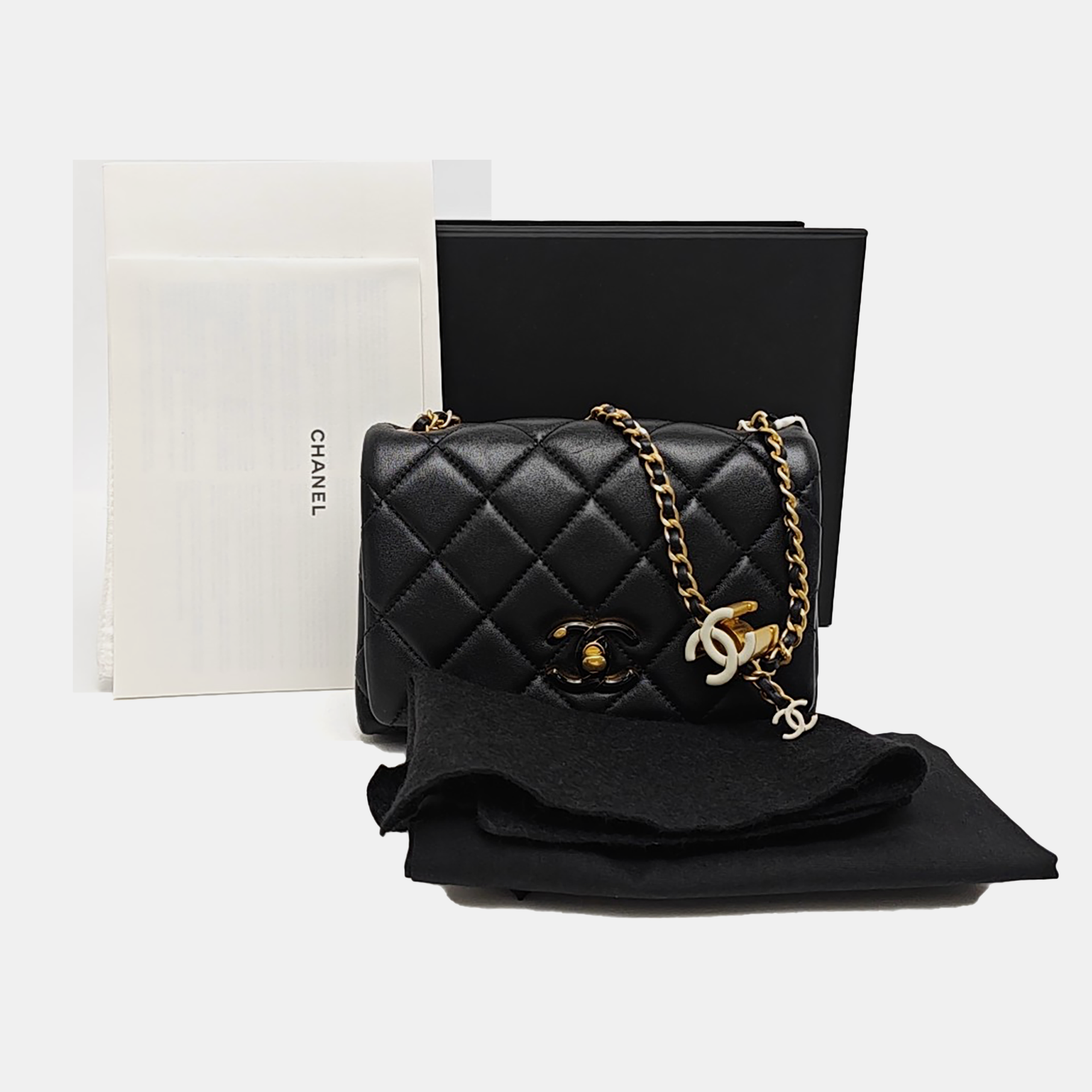 Quilted Lambskin Shoulder Bag Small Black