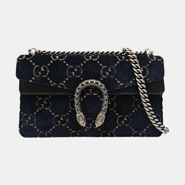 Dionysus Small Monogram Velvet Blue