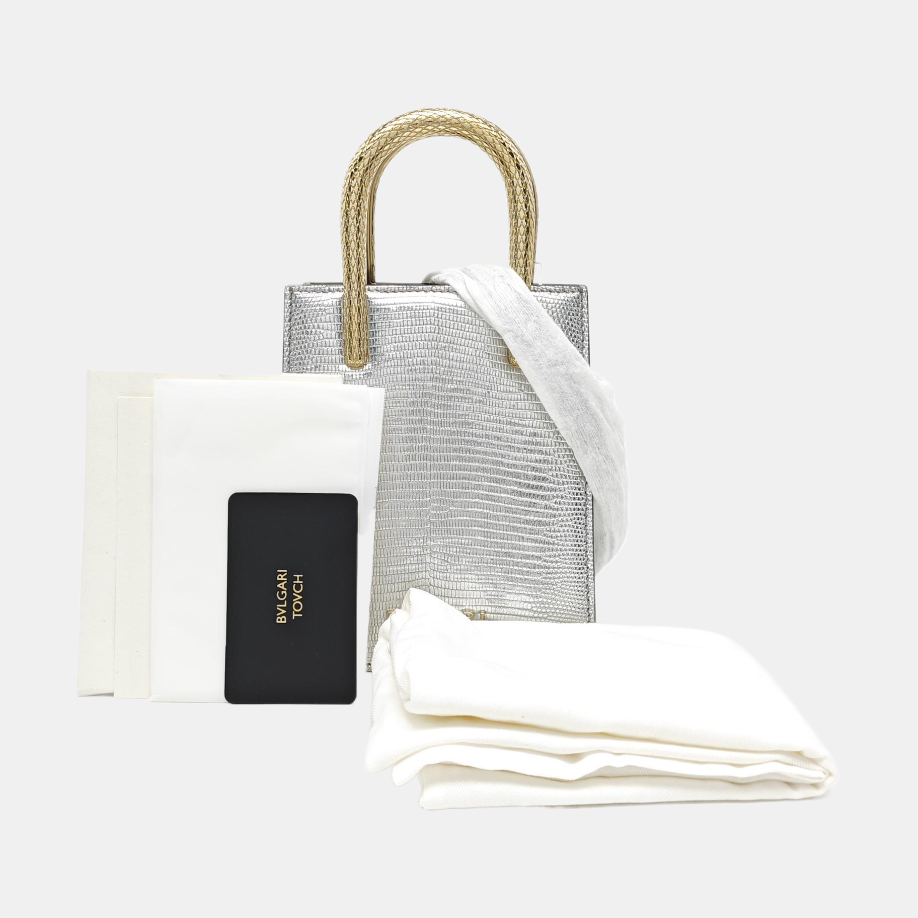 Lizard Tote Bag Silver