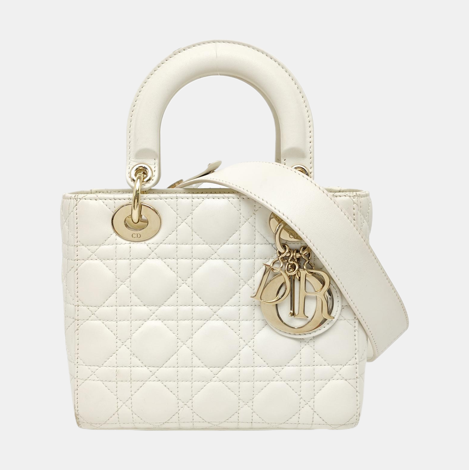 Lady Dior Small Cannage Lambskin White