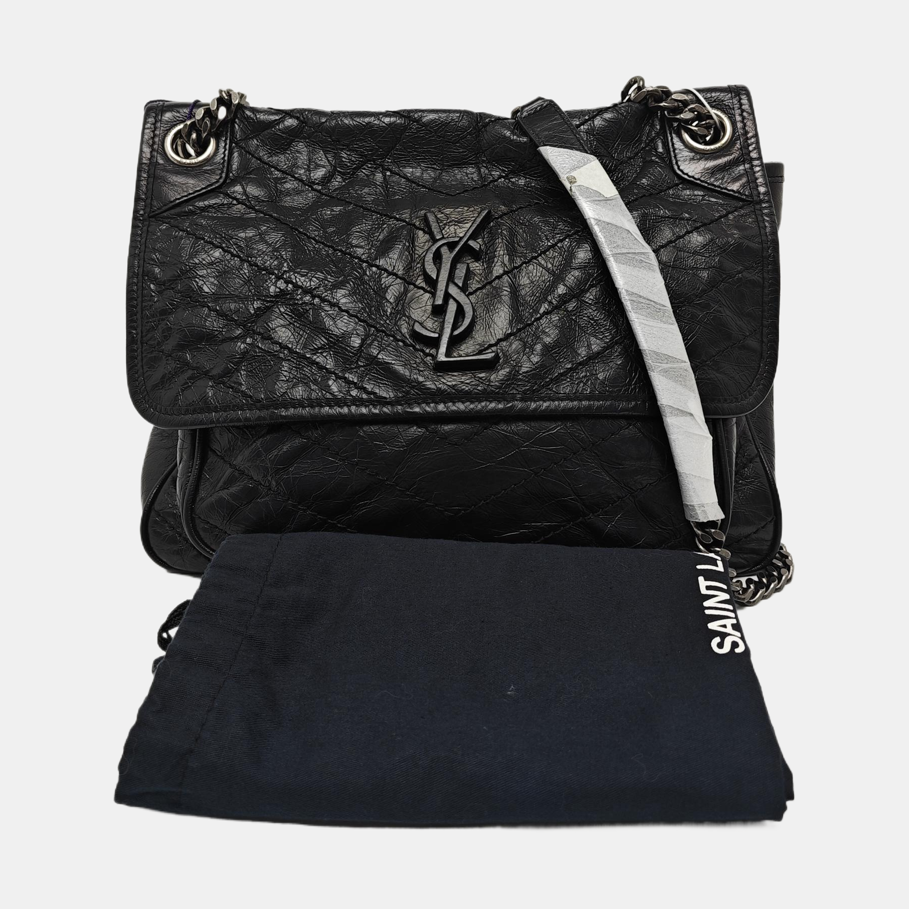 NIKI Medium Chevron Calfskin Black