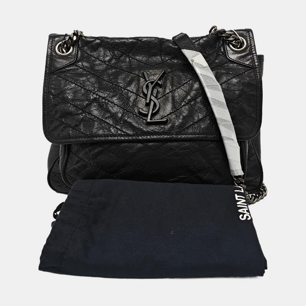 NIKI Medium Chevron Calfskin Black