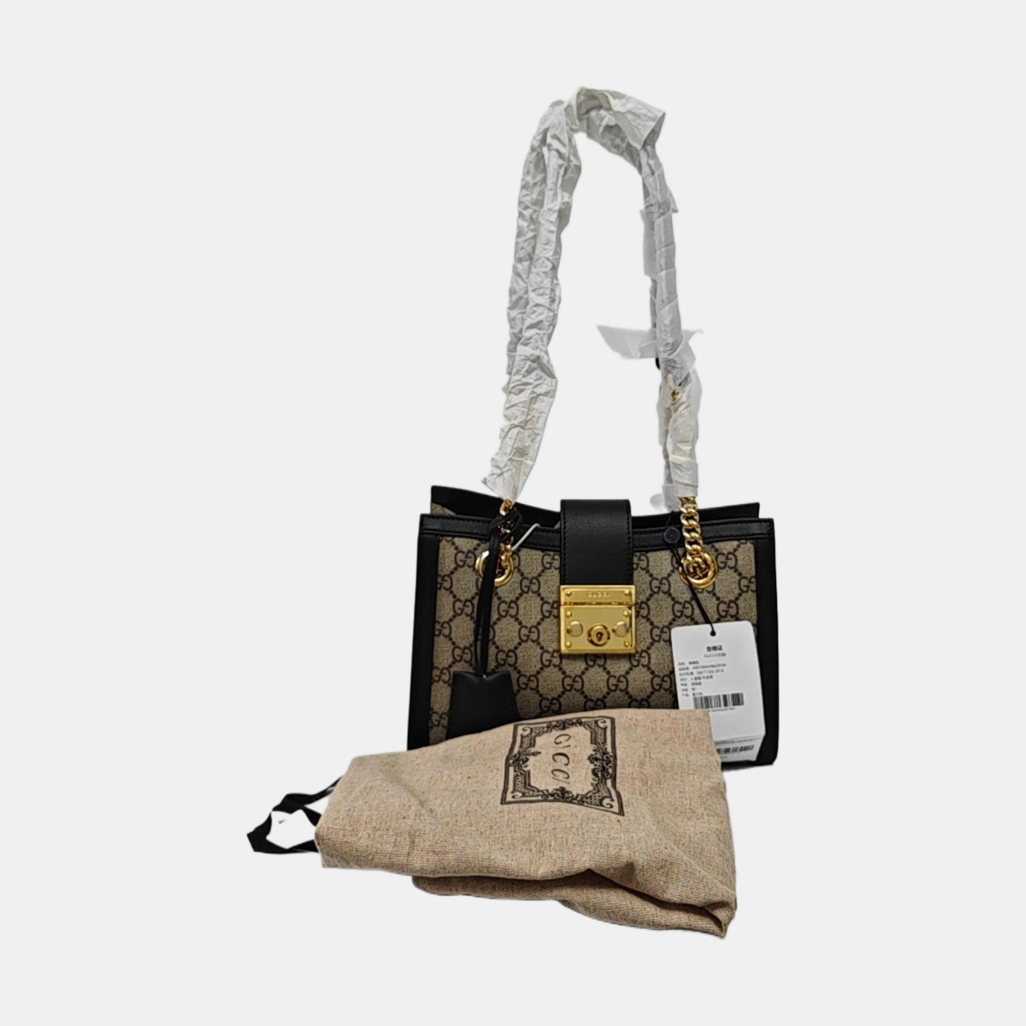 Padlock Small Monogram Coated Canvas Beige