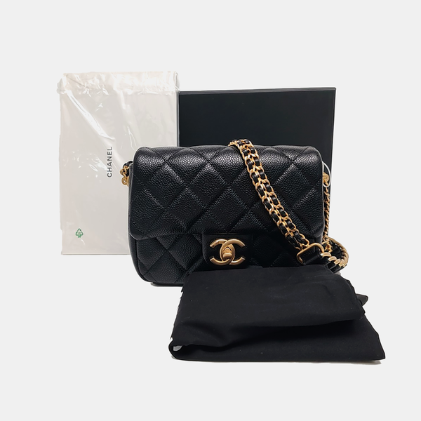 CLASSIC FLAP Mini Quilted Grained Calfskin Black