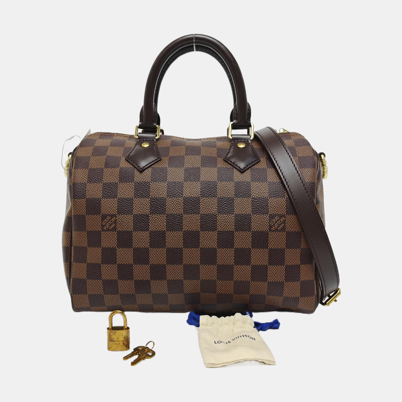 SPEEDY 25 Damier Ebene Coated Canvas Brown