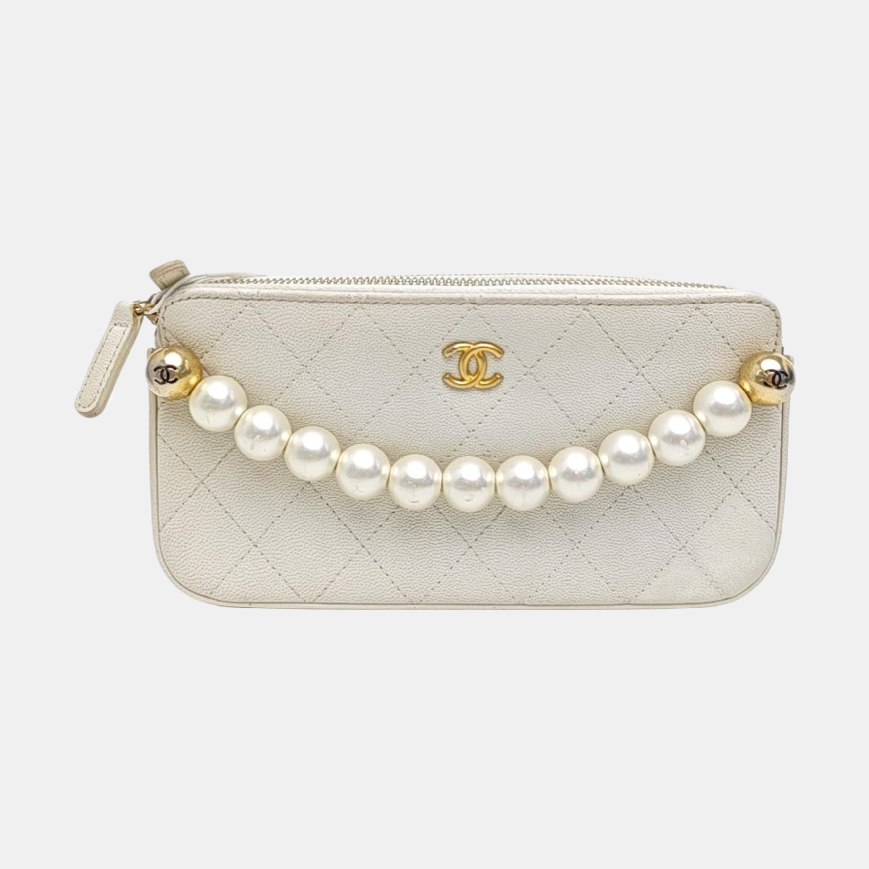 Quilted Lambskin Clutch White