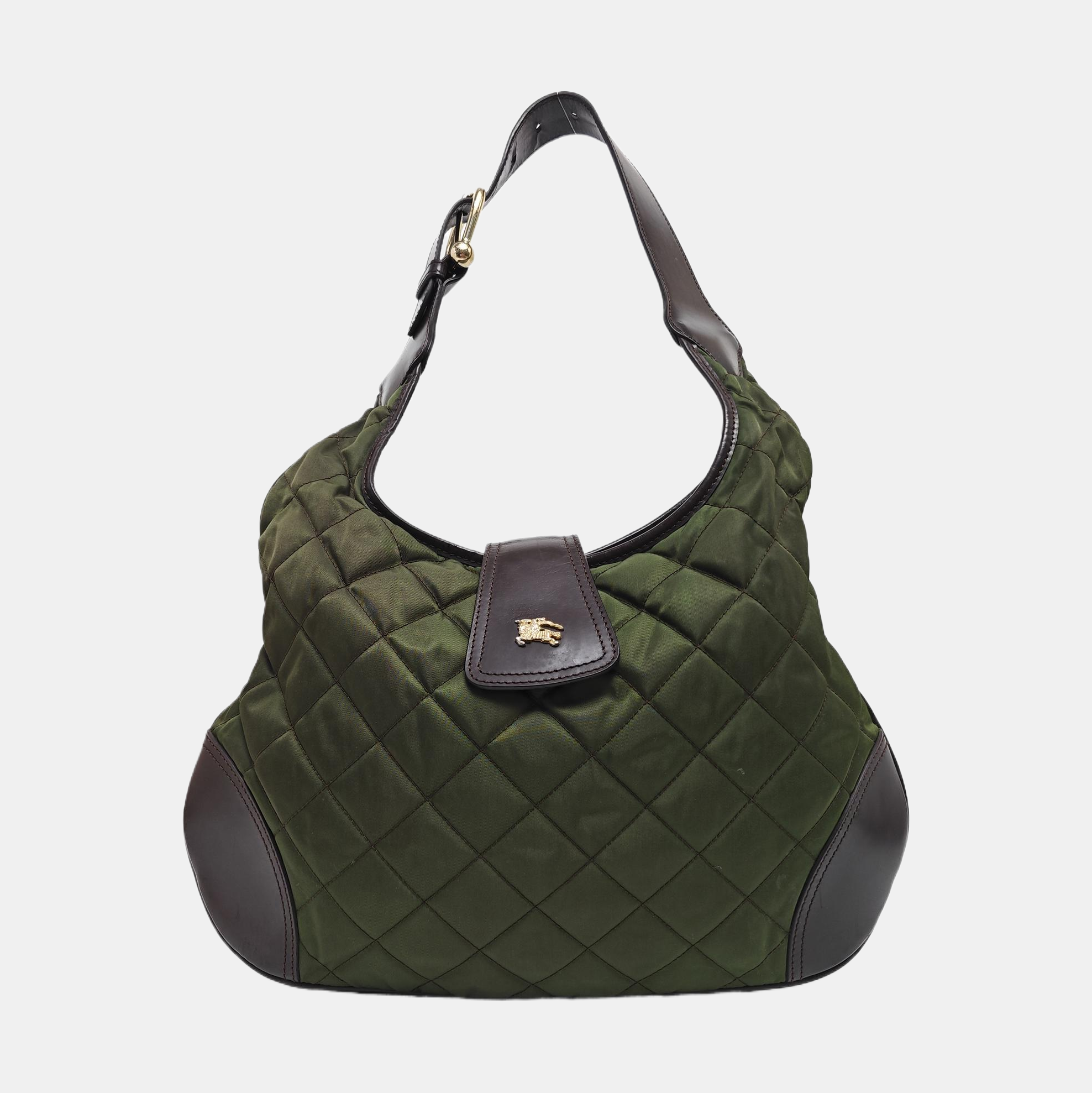 Quilted Nylon Shoulder Bag Green