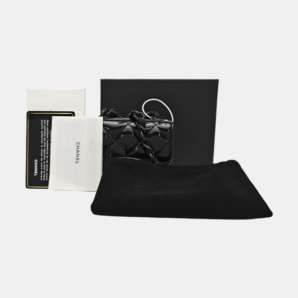 Quilted Patent Leather Shoulder Bag Black