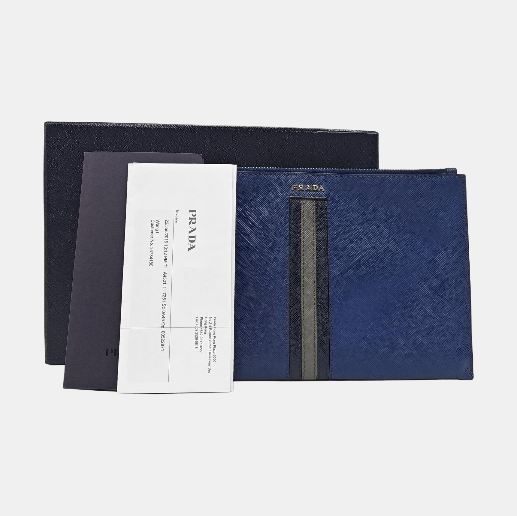 Saffiano Calfskin Clutch Blue