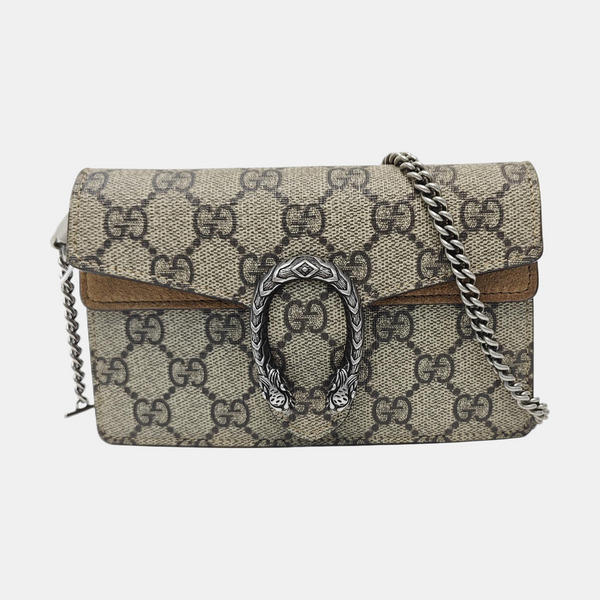 Dionysus Super Mini Monogram Coated Canvas Beige