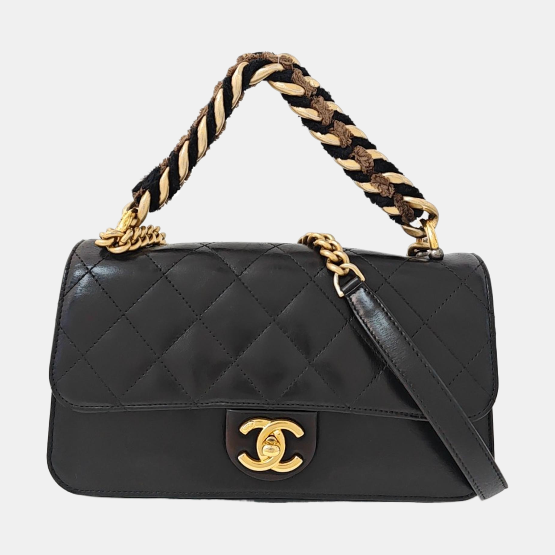 Quilted Calfskin Shoulder Bag Black