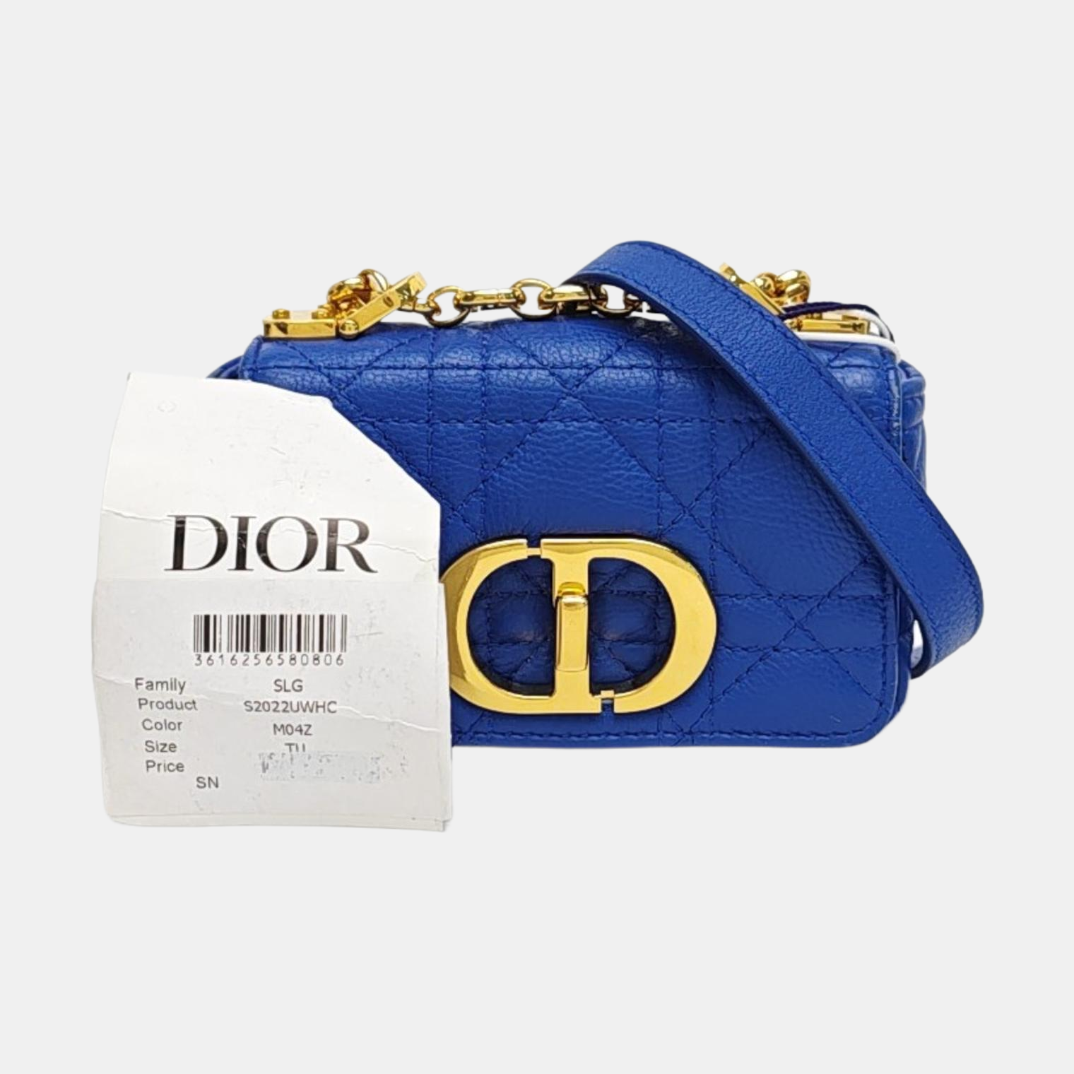 Dior Caro Super Mini Cannage Calfskin Blue