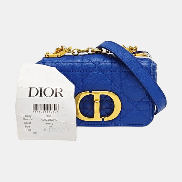 Dior Caro Super Mini Cannage Calfskin Blue