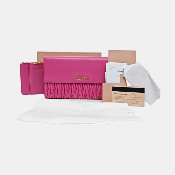 Flap Wallet Quilted Lambskin Red Wallet