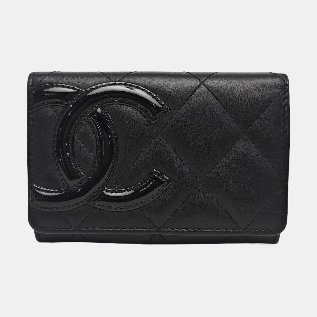 CAMBON Quilted Calfskin Black Coin Purse