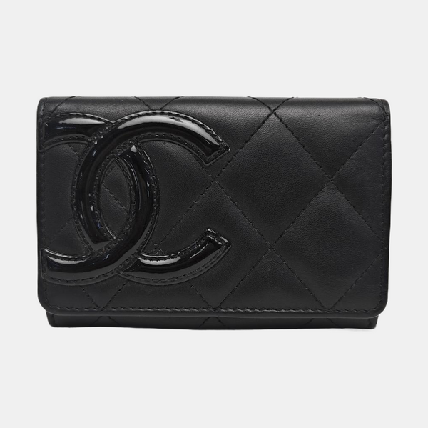 CAMBON Quilted Calfskin Black Coin Purse