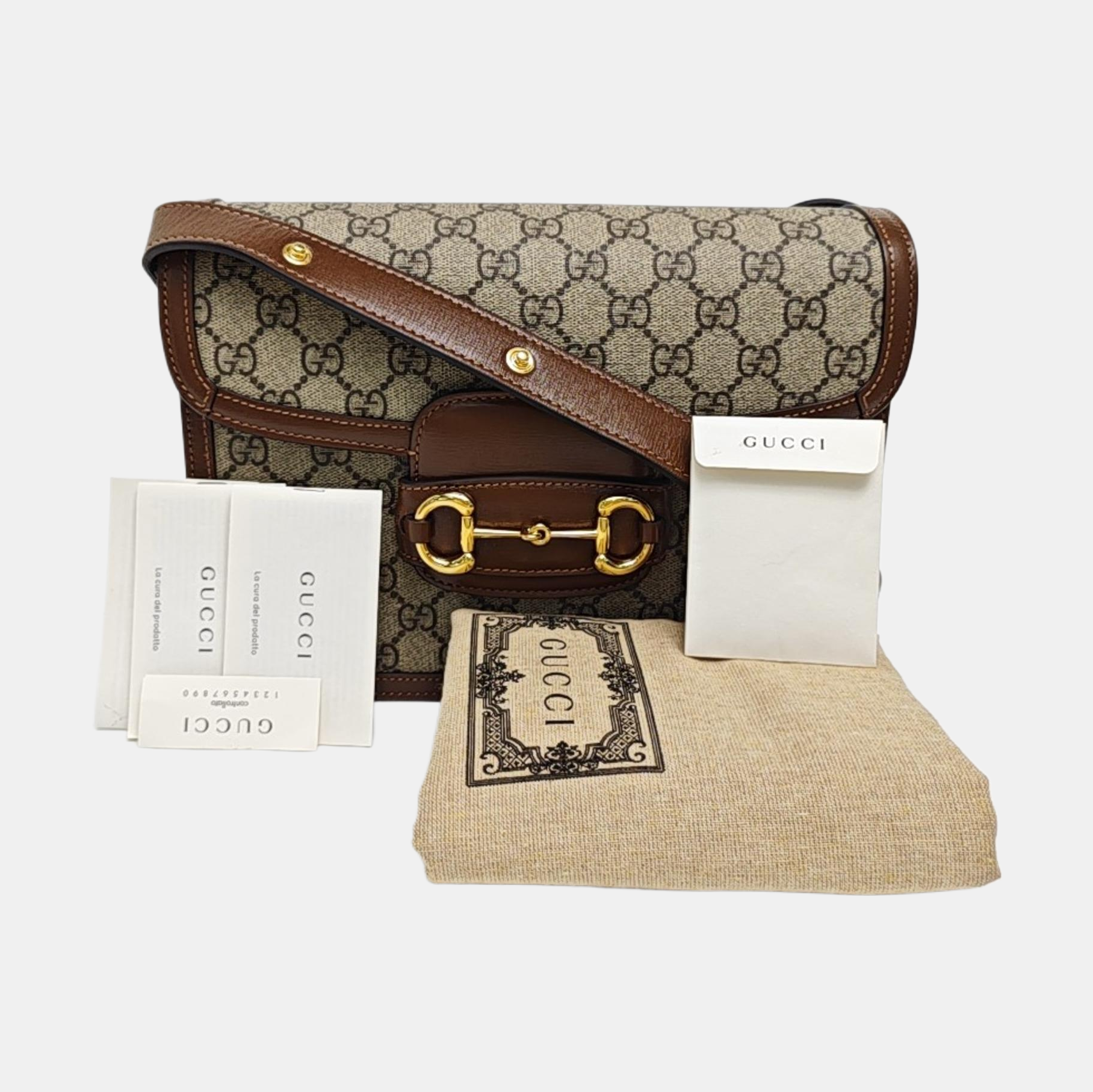 Horsebit 1955 Medium Monogram Coated Canvas Beige