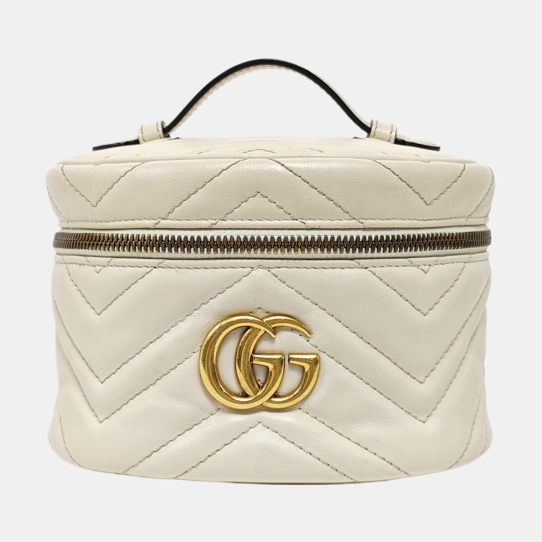 GG Marmont Mini Quilted Calfskin White