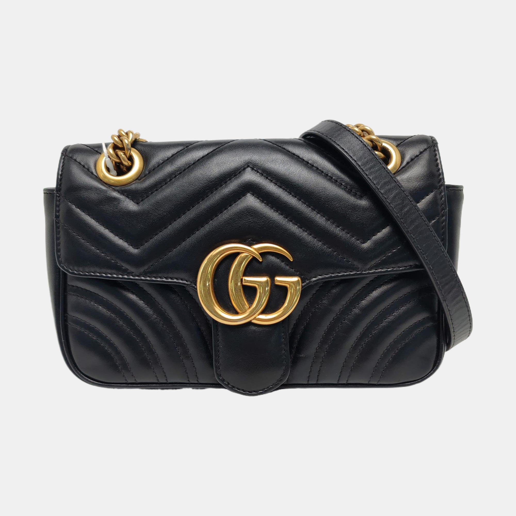 GG Marmont Small Quilted Calfskin Black