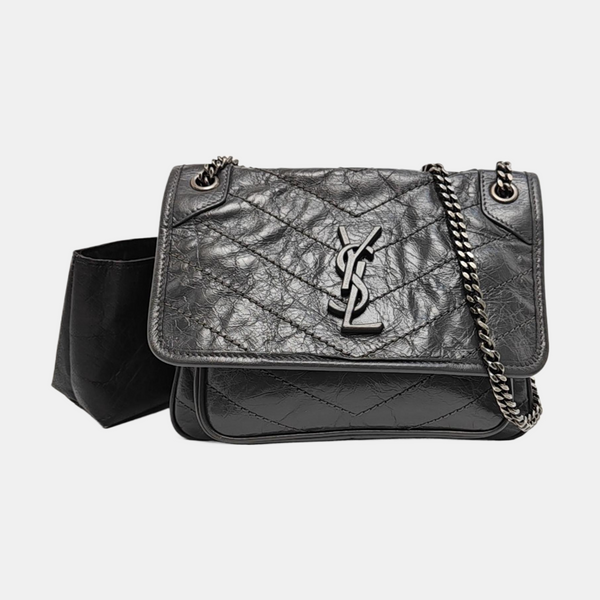 NIKI Small Chevron Calfskin Gray