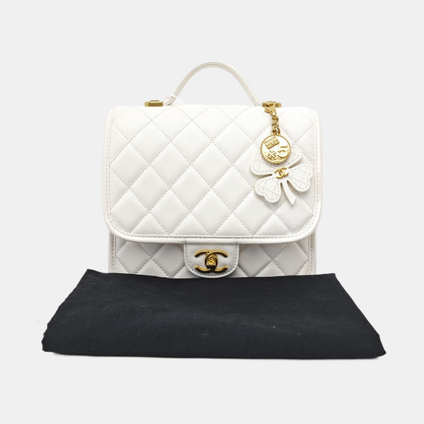Quilted Calfskin Backpack White
