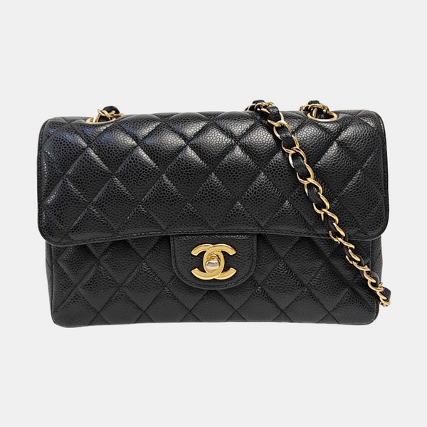 CLASSIC FLAP Small Quilted Grained Calfskin Black