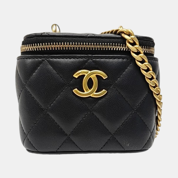 VANITY CASE Mini Quilted Lambskin Black