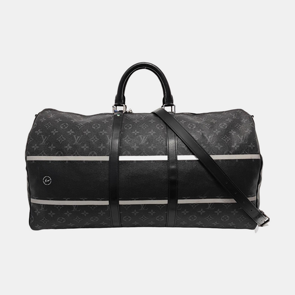 KEEPALL 55 Monogram Coated Canvas Black