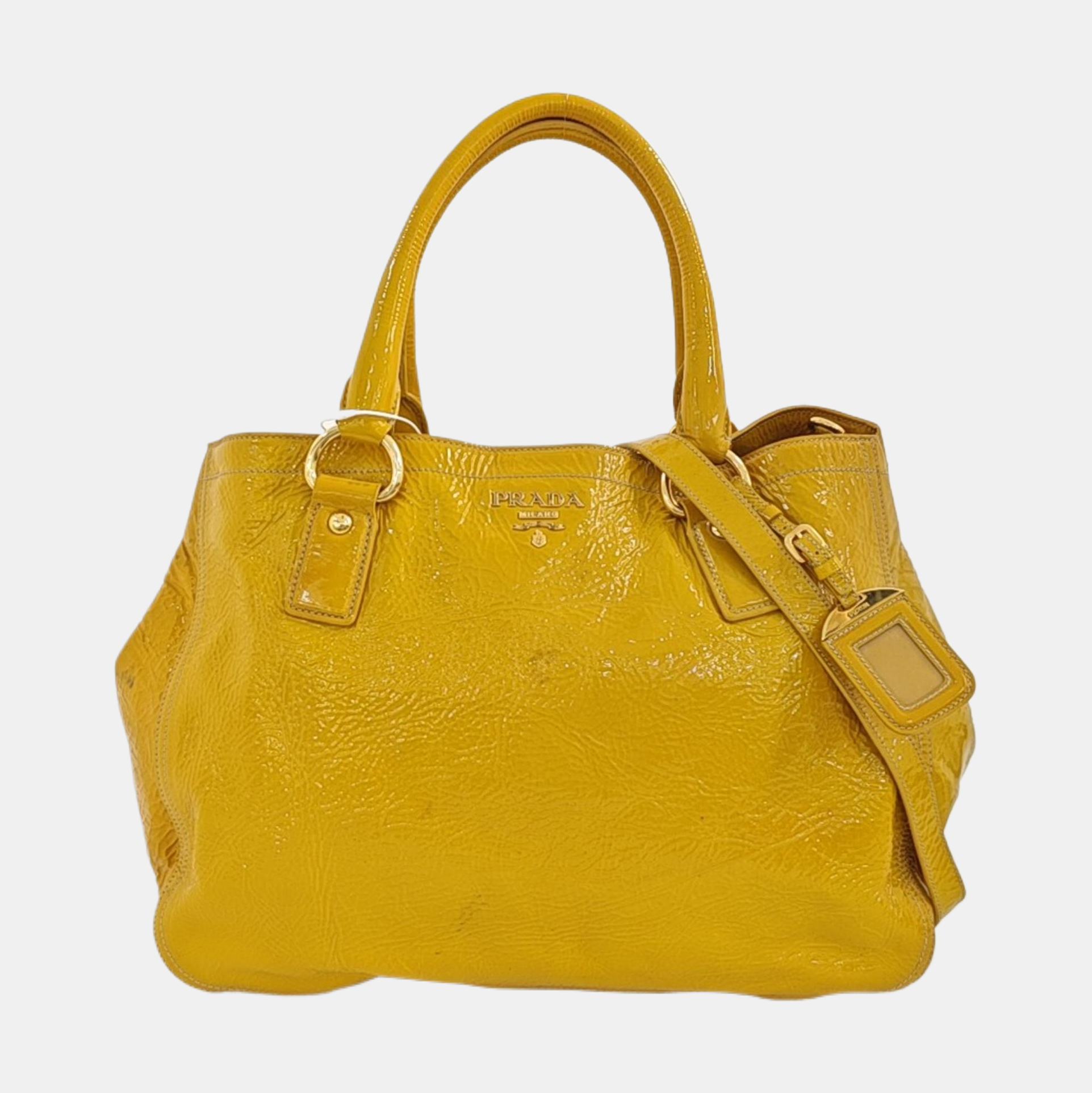 Patent Leather Shoulder Bag Yellow