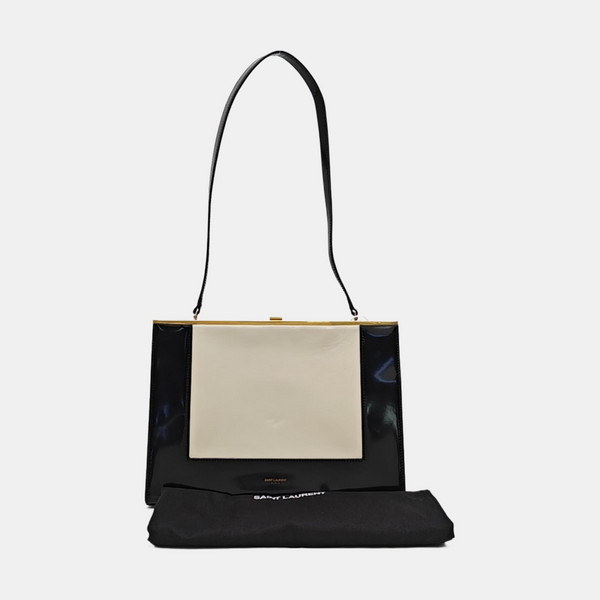 Patent Leather Top Handle Bag Black