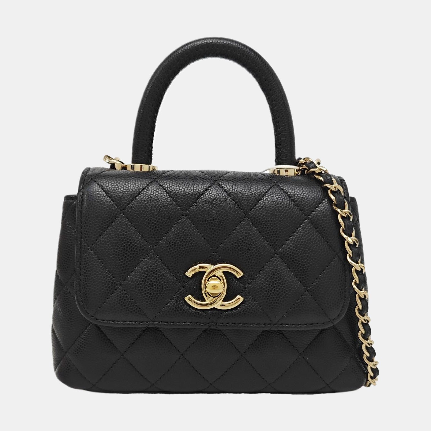 COCO HANDLE Grained Calfskin Black