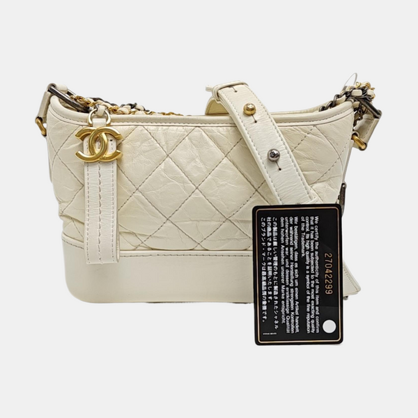 GABRIELLE Small Quilted Calfskin White