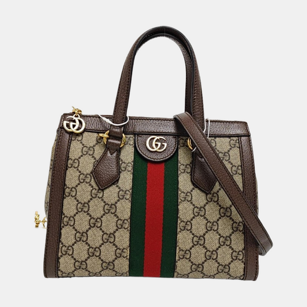 Ophidia Small Monogram Coated Canvas Beige
