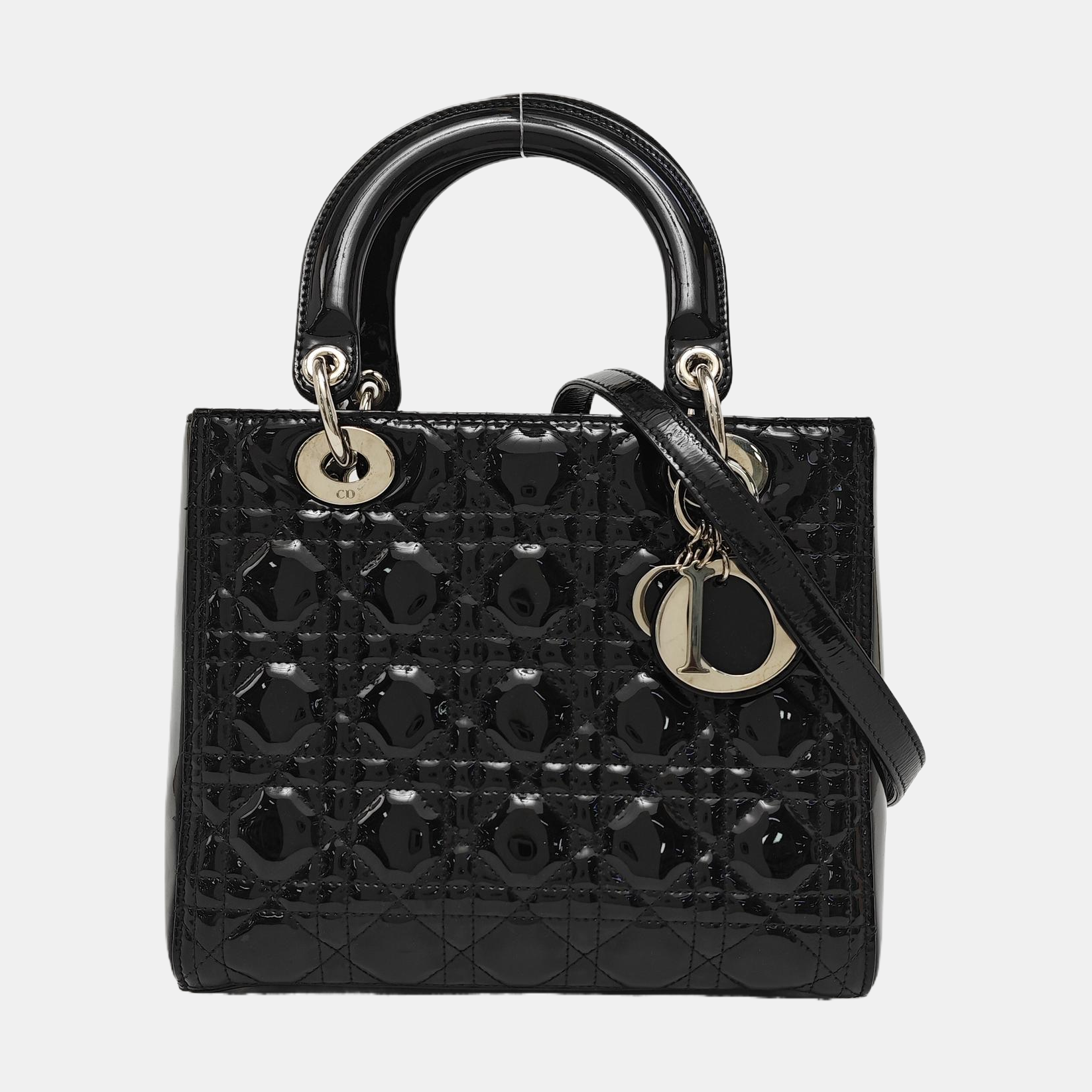 Lady Dior Medium Cannage Patent Leather Black