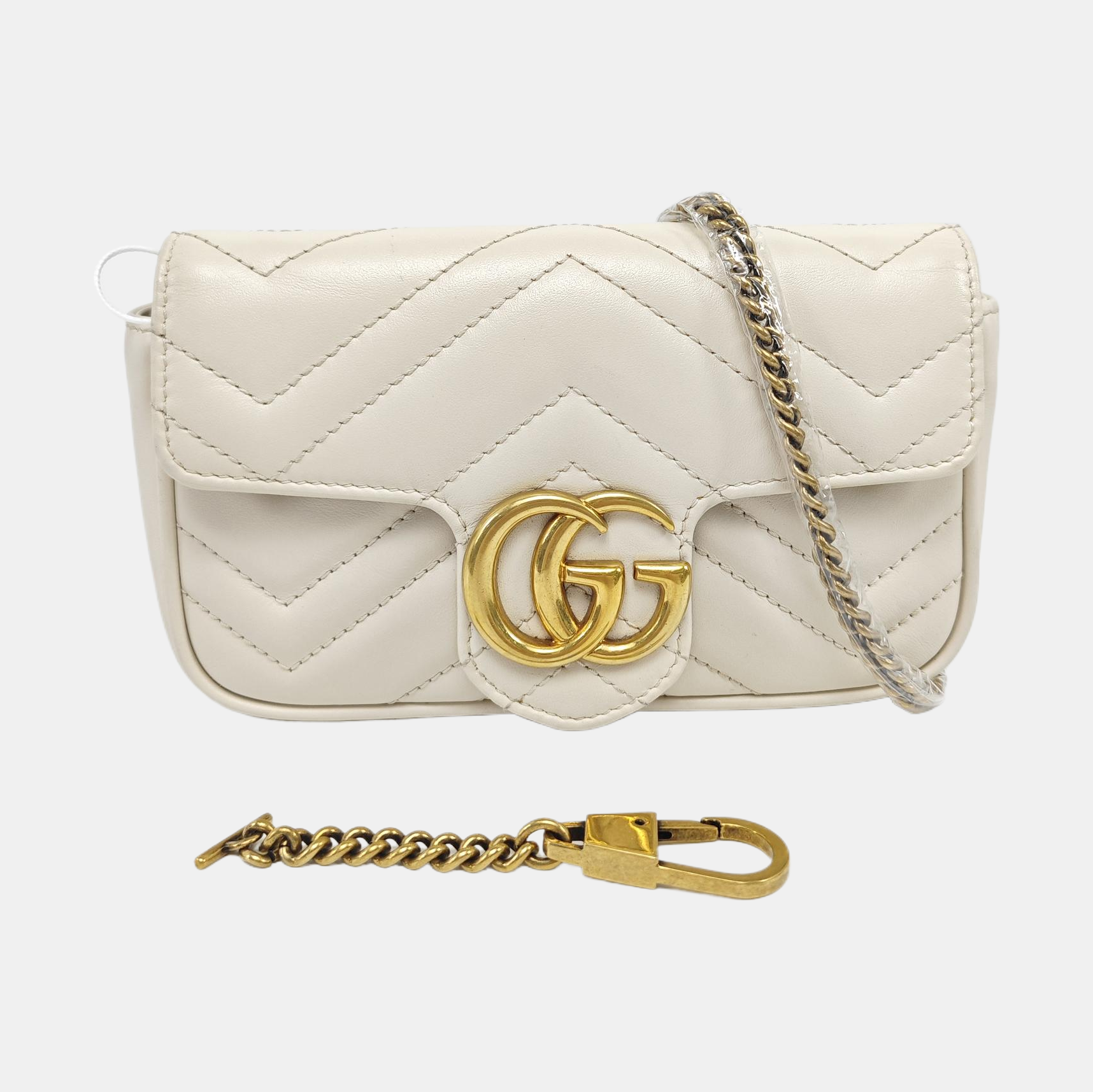 GG Marmont Mini Quilted Calfskin White