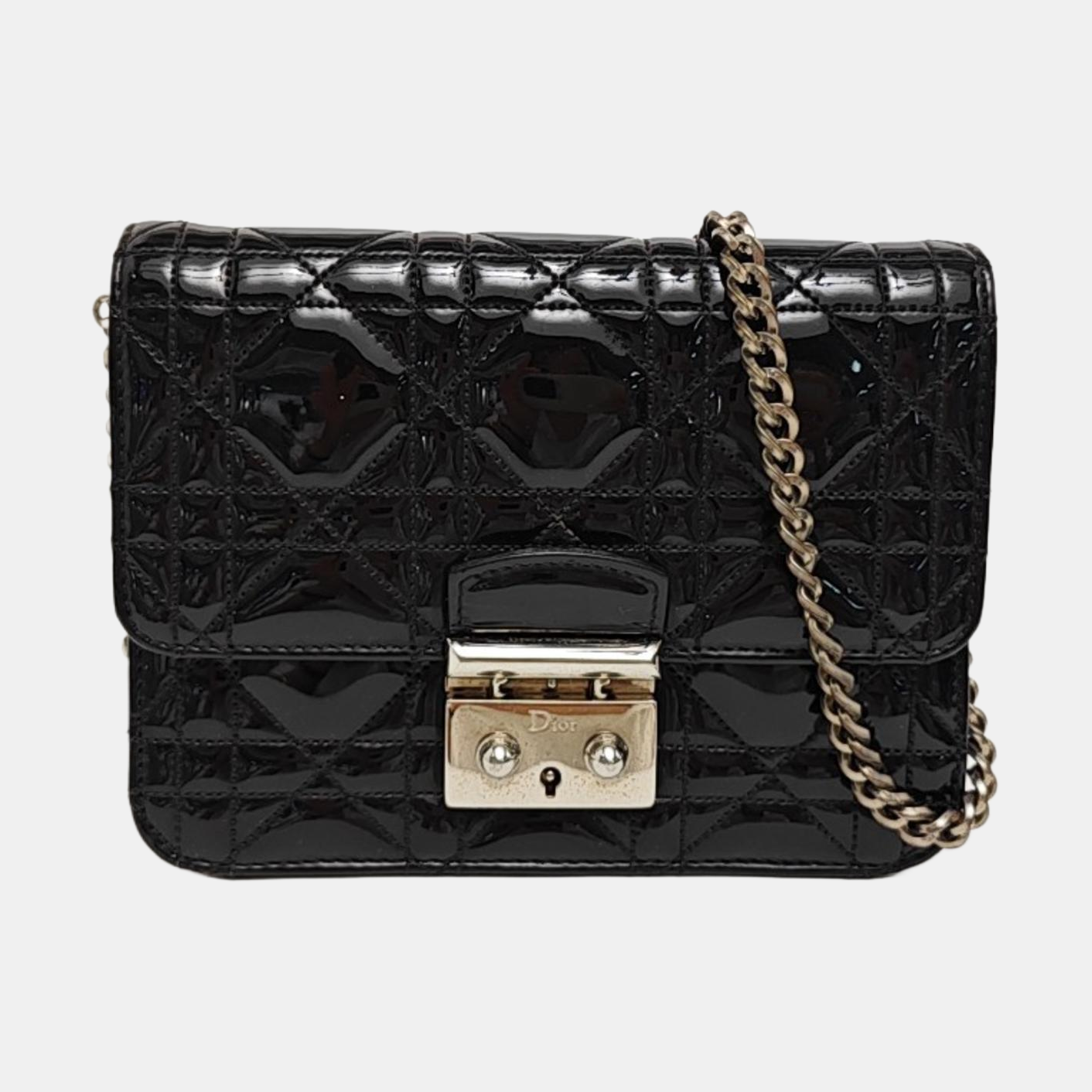 Miss Dior Cannage Patent Leather Black