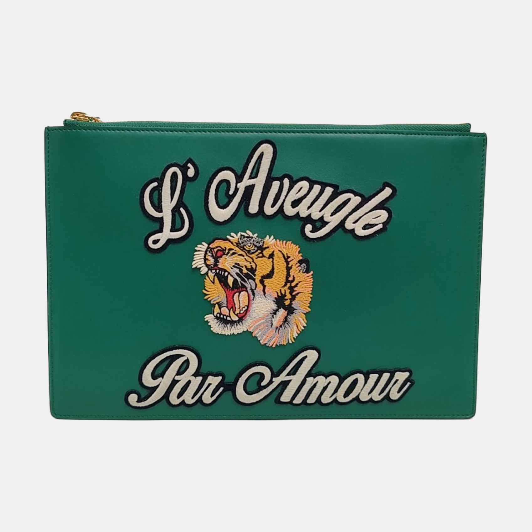 Calfskin Clutch Green