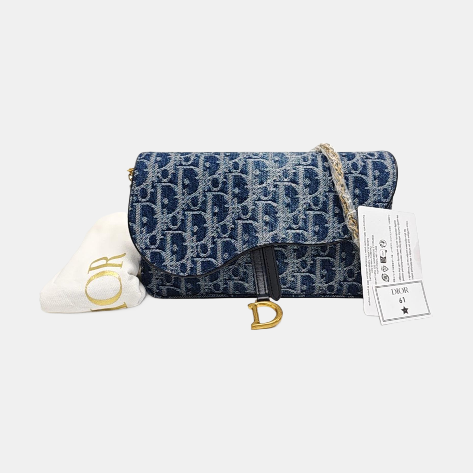 Saddle Medium Oblique Denim Blue