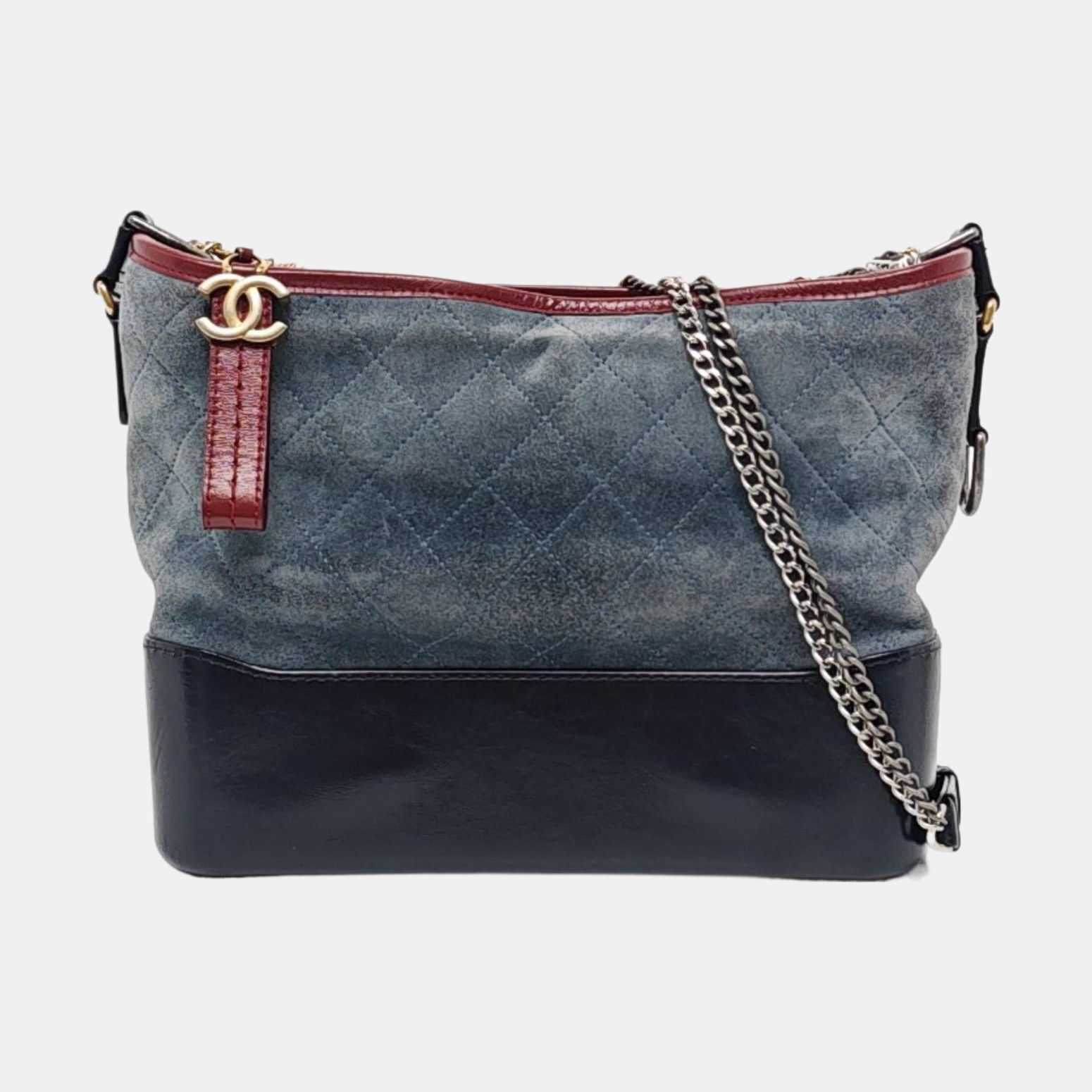 GABRIELLE Medium Quilted Suede Blue