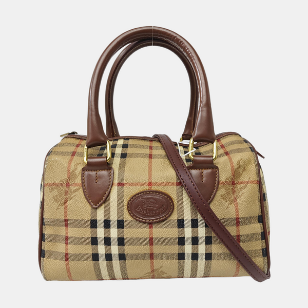 Coated Canvas Top Handle Bag Beige
