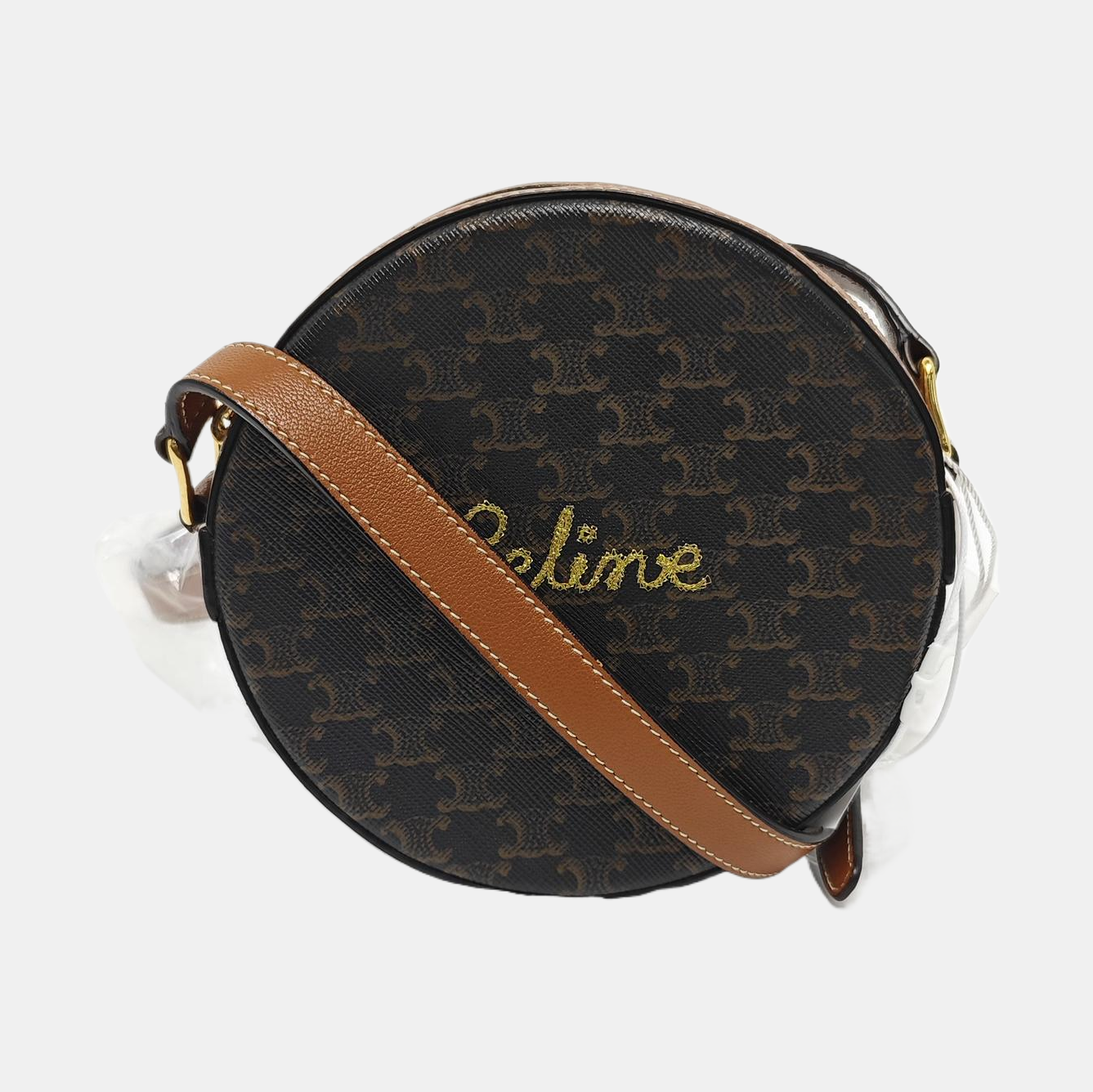 Coated Canvas Crossbody Bag Brown